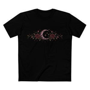 Crescent Moon & Roses Tee — Gothic Floral Night Sky T‑Shirt