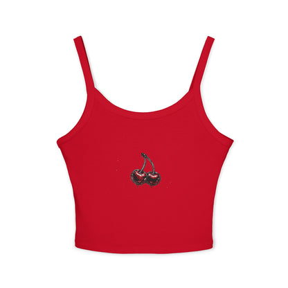 Cherry Graphic Crop Tank with Spaghetti Straps