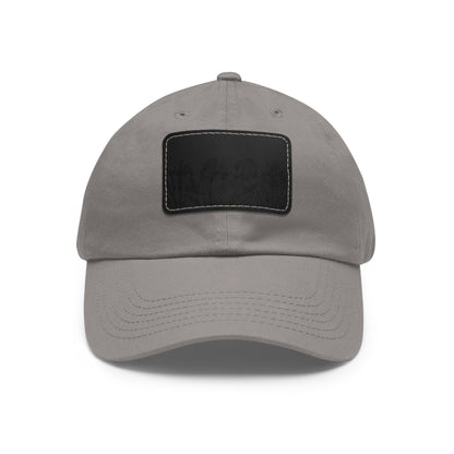 Leather Patch Dad Hat — Vintage Wildflower Sketch Cap