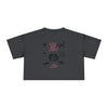Butterfly Crop Tee: Grunge Red Butterfly Graphic Women's Crop Top - Coal