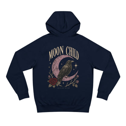 Moon Child Hoodie — Mystical Crow & Crescent Moon Graphic Hoodie