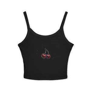 Cherry Graphic Crop Tank with Spaghetti Straps