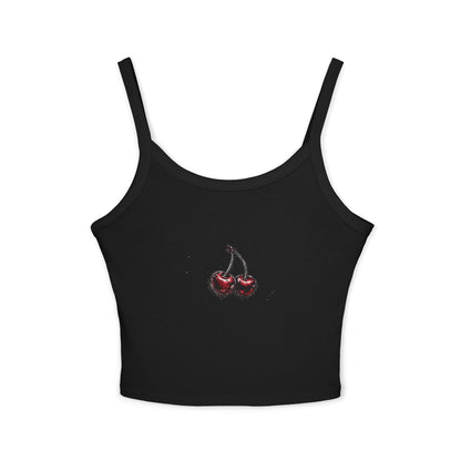 Cherry Graphic Crop Tank with Spaghetti Straps