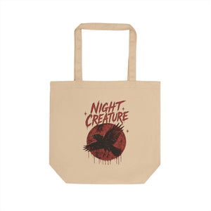 Night Creature Eco Tote Bag – Gothic Raven Reusable Canvas Grocery Tote