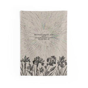 Floral Burst Wall Tapestry — “Between State and Analog” Vintage Iris Art