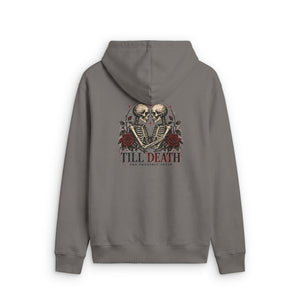 Faded Zip Hoodie — Dripping Red Rose Back Graphic