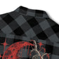 Night Creature Flannel Shirt — Gothic Raven Plaid Back Print