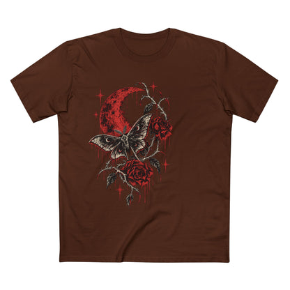 Gothic Moth & Rose Tee — Red Moon Horror Graphic T-Shirt
