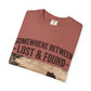Somewhere Between Lost & Found Vintage Road Sign Graphic T-Shirt