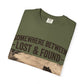 Somewhere Between Lost & Found Vintage Road Sign Graphic T-Shirt