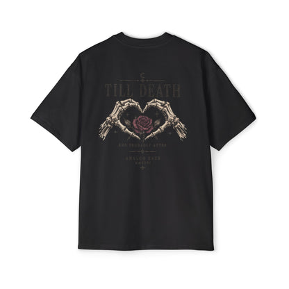 Till Death Skeleton Hands Rose Oversized Tee