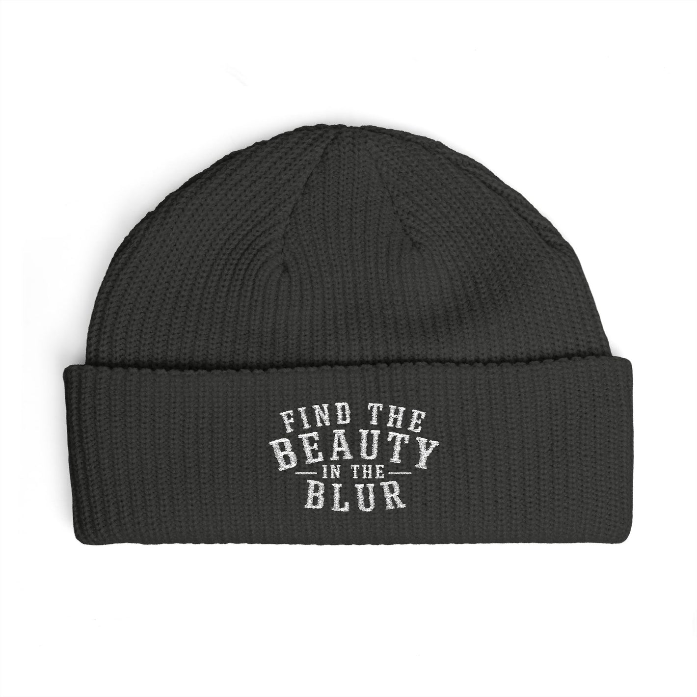 Cuff Beanie — "Find the Beauty in the Blur" Knit Winter Hat