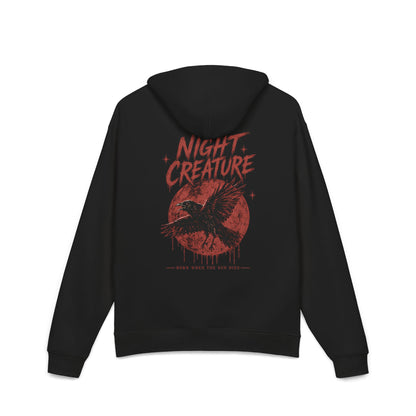Night Creature Hoodie — Gothic Raven Moon Graphic Pullover