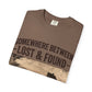 Somewhere Between Lost & Found Vintage Road Sign Graphic T-Shirt
