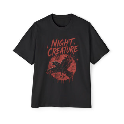 Night Creature Tee — Raven Graphic Men's Oversized T‑Shirt
