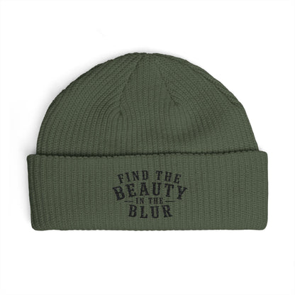 "Find the Beauty in the Blur" Light Embroidered Knit Beanie