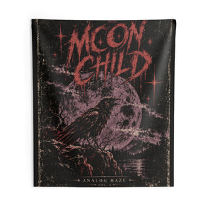 Moon Child Wall Tapestry — Vintage Raven Moon Gothic Decor (Analog Haze)