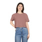 Butterfly Crop Tee: Grunge Red Butterfly Graphic Women's Crop Top