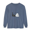 Ghost & Black Cat Long Sleeve Tee - Blue Jean
