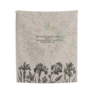 Floral Burst Wall Tapestry — “Between State and Analog” Vintage Iris Art