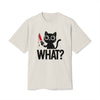What? Black Cat Holding Bloody Knife Heavyweight Graphic Tee - Faded Bone