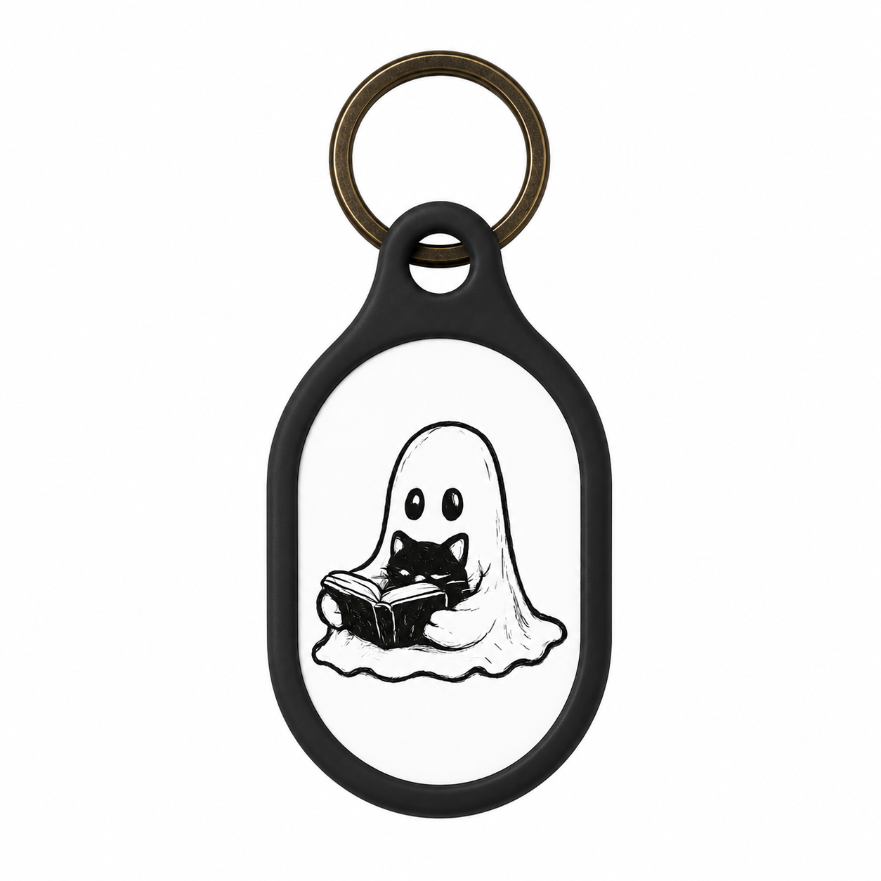 Ghost Reading AirTag Keychain — Cute AirTag Cover