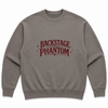 Backstage Phantom Crewneck: Vintage Theater Logo, Pigment-Dyed - Cement