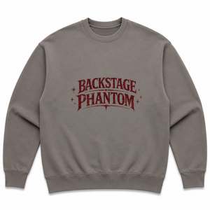 Backstage Phantom Crewneck: Vintage Theater Logo, Pigment-Dyed