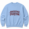 Backstage Phantom Crewneck: Vintage Theater Logo, Pigment-Dyed - Light Blue