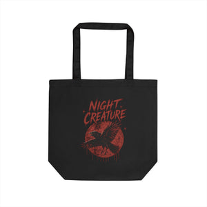 Night Creature Eco Tote Bag – Gothic Raven Reusable Canvas Grocery Tote