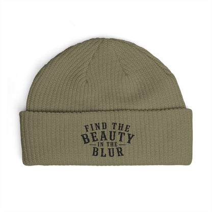 "Find the Beauty in the Blur" Light Embroidered Knit Beanie