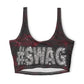 Butterfly & #SWAG Pink Athletic Crop Top — Women's Stylish Sports Bra