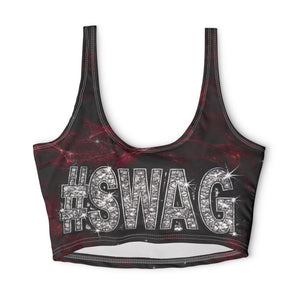 Butterfly & #SWAG Pink Athletic Crop Top — Women's Stylish Sports Bra