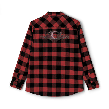 Black Plaid Flannel Shirt — Distressed Western Star Back Print