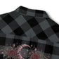 Black Plaid Flannel Shirt — Distressed Western Star Back Print