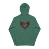 Red Tribal Heart Graphic Zip-Up Hoodie - Alpine Green