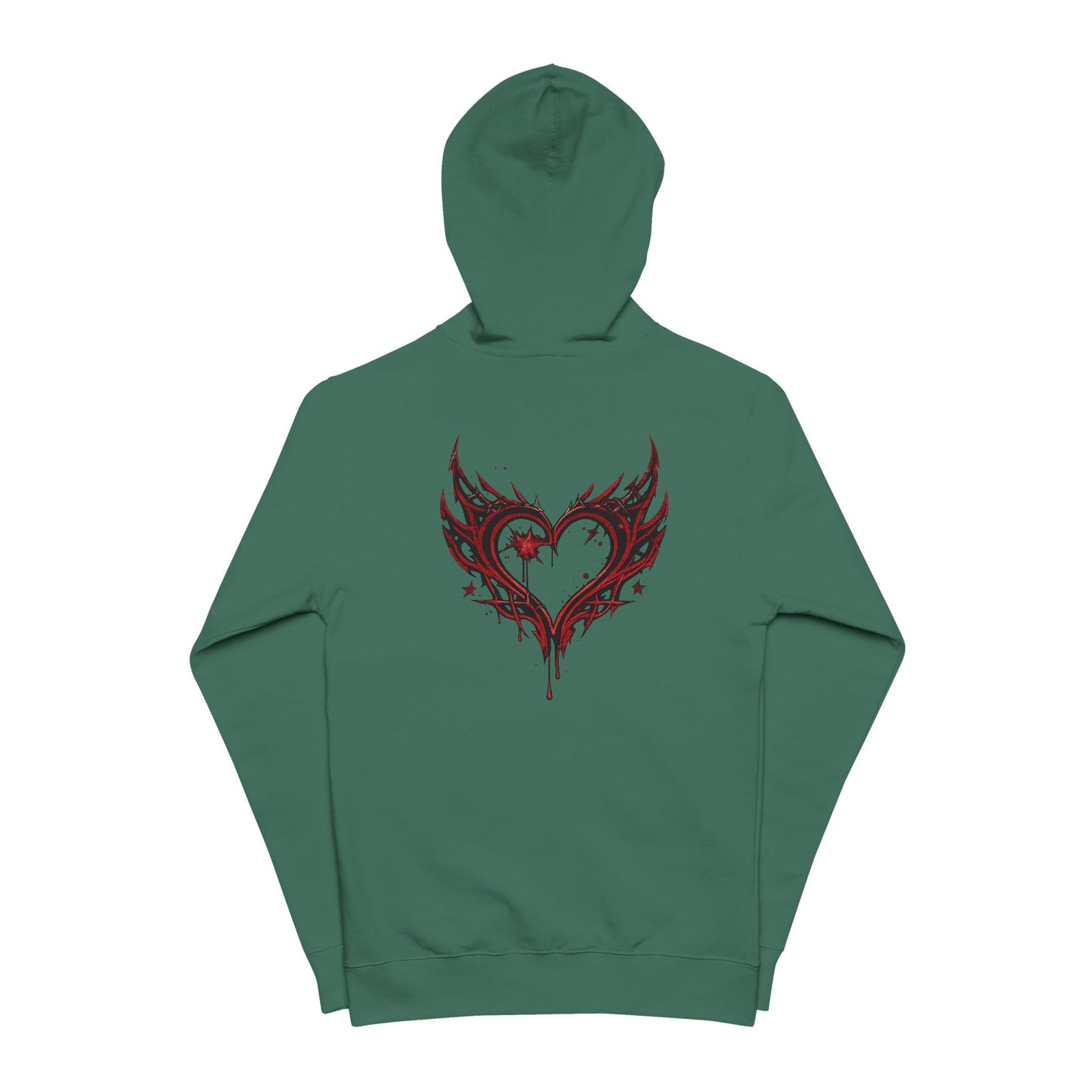 Zip Hoodie — Red Tribal Heart Graphic Zip-Up Hoodie
