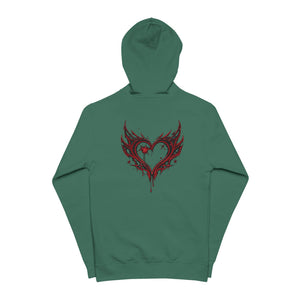 Red Tribal Heart Graphic Zip-Up Hoodie
