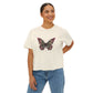 Floral Grunge Butterfly Boxy Tee — Women's Cropped Graphic T‑Shirt
