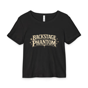 Backstage Phantom Baby Tee — Retro Gold Stage Logo Organic Rib Top