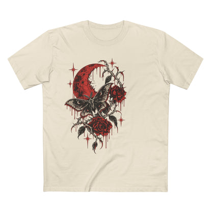 Gothic Moth & Rose Tee — Red Moon Horror Graphic T-Shirt