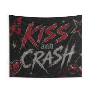 Kiss and Crash' Grunge Band Design - wall tapestry