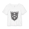 Skull Wings Baby Tee: Rib-Knit Scoop Neck - White