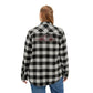 Black Plaid Flannel Shirt — Distressed Western Star Back Print