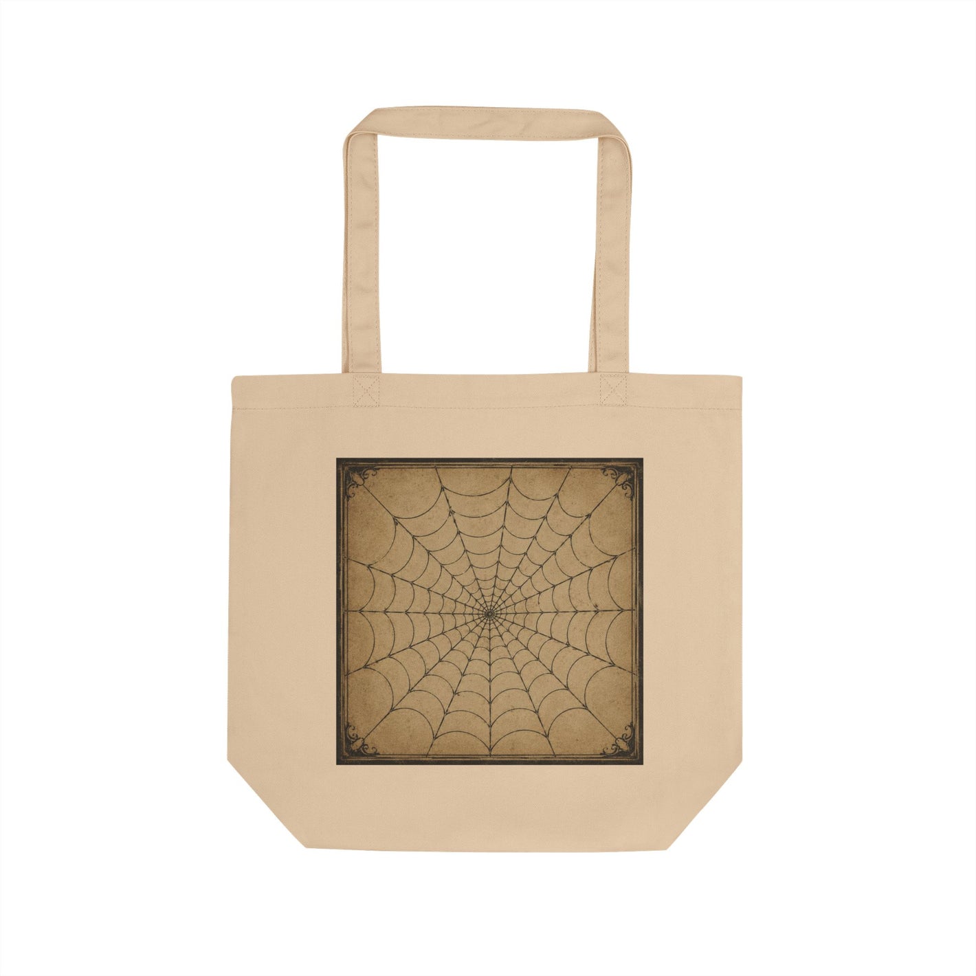 Spiderweb Vintage Canvas Tote Bag — Eco-Friendly Halloween Market Bag