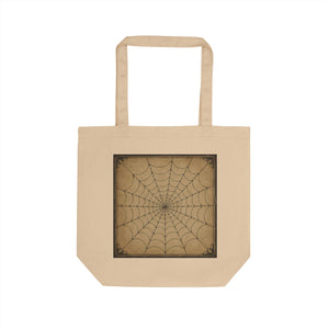 Spiderweb Vintage Canvas Tote Bag — Eco-Friendly Halloween Market Bag