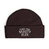 Cuff Beanie, "Find the Beauty in the Blur" Knit Winter Hat - Plum