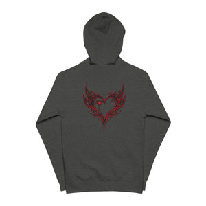 Red Tribal Heart Graphic Zip-Up Hoodie