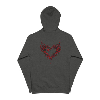 Red Tribal Heart Graphic Zip-Up Hoodie