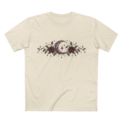 Crescent Moon & Roses Tee — Gothic Floral Night Sky T‑Shirt